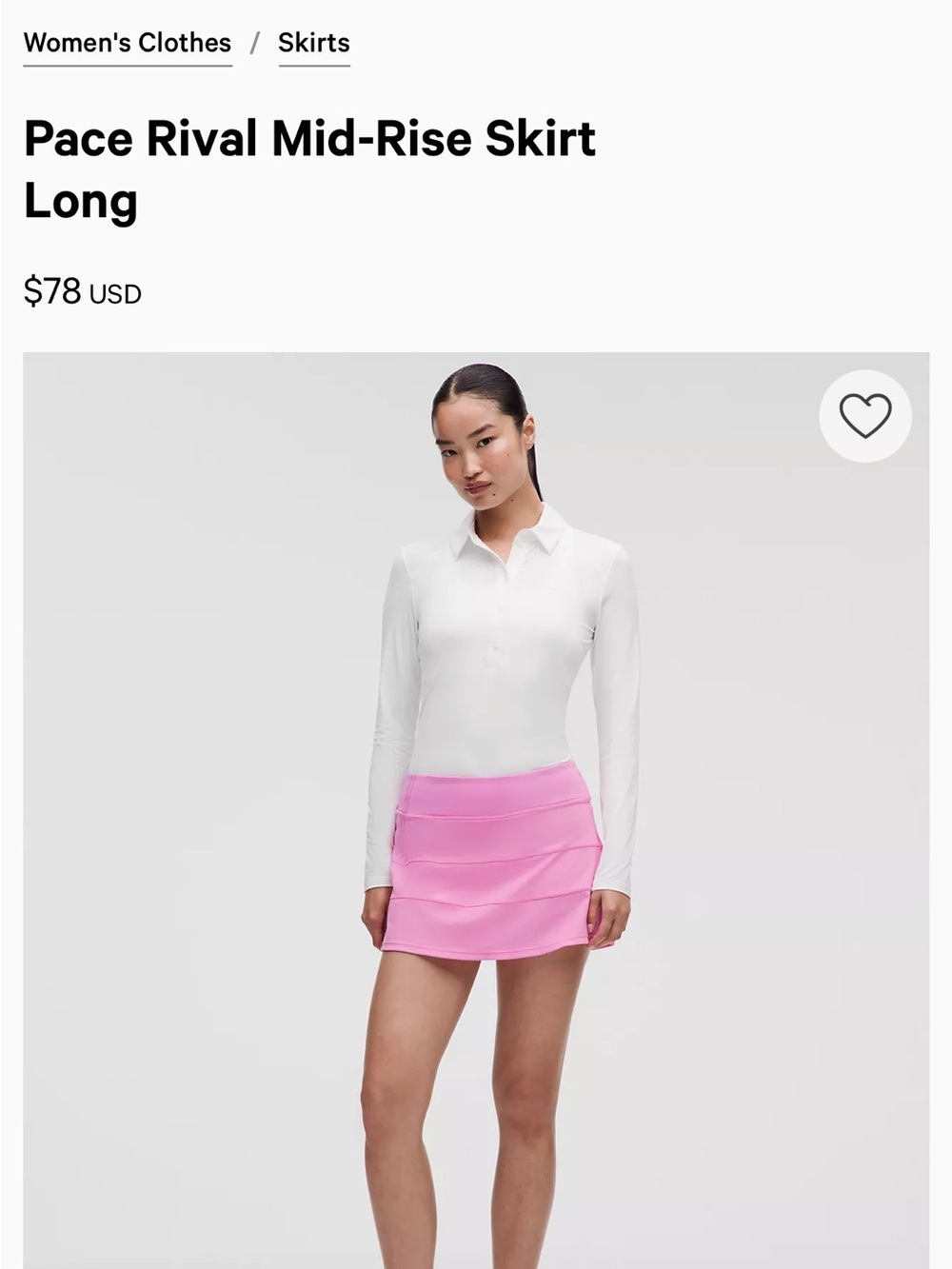NWT Lululemon Pace Rival Mid-Rise Skirt Long